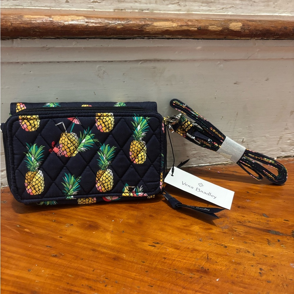 Vera Bradley Black Quilted Pineapple Crossbody Bag